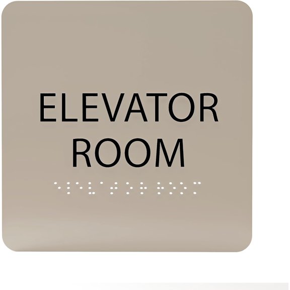ADA CENTRAL SIGNS - 6" X6" Elevator Room Sign- ADA Compliant Tactile Graphics Grade 2 Braille Text Acrylic Wall Signs - Authorized Personnel Only Door Sign for Malls, Offices, Apartments & Restaurants