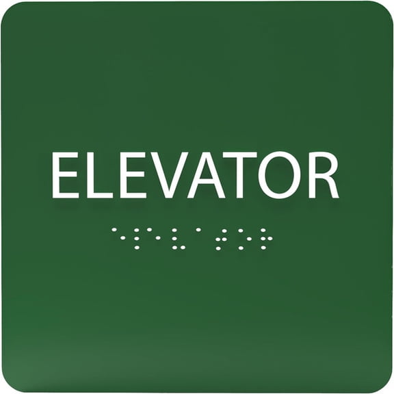 ADA CENTRAL SIGNS - 6" X6" Elevator Sign - ADA Compliant Tactile Graphics Grade 2 Braille Text Acrylic Wall Sign - Directional Assistance, Safety Location Signs for Offices, Schools, Malls, Apartments