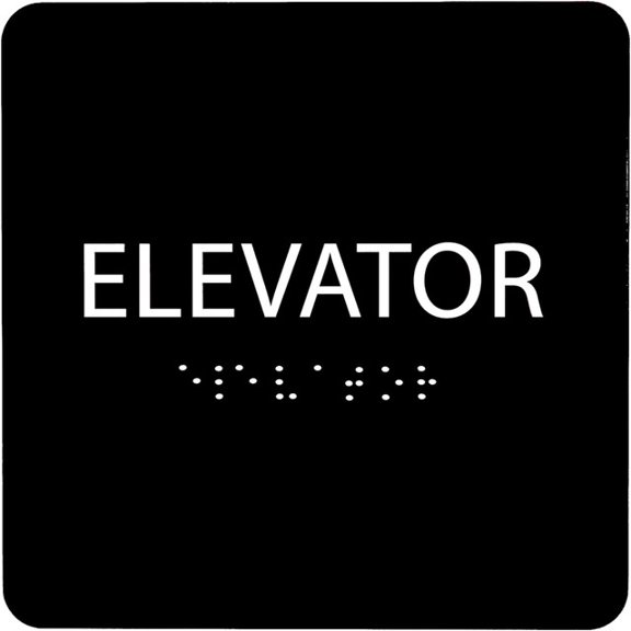 ADA CENTRAL SIGNS - 6" X6" Elevator Sign - ADA Compliant Tactile Graphics Grade 2 Braille Text Acrylic Wall Sign - Directional Assistance, Safety Location Signs for Offices, Schools, Malls, Apartments