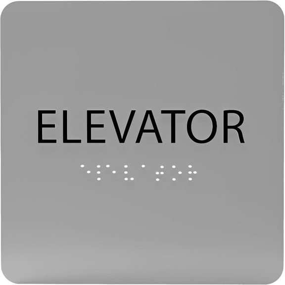 ADA CENTRAL SIGNS - 6" X6" Elevator Sign - ADA Compliant Tactile Graphics Grade 2 Braille Text Acrylic Wall Sign - Directional Assistance, Safety Location Signs for Offices, Schools, Malls, Apartments