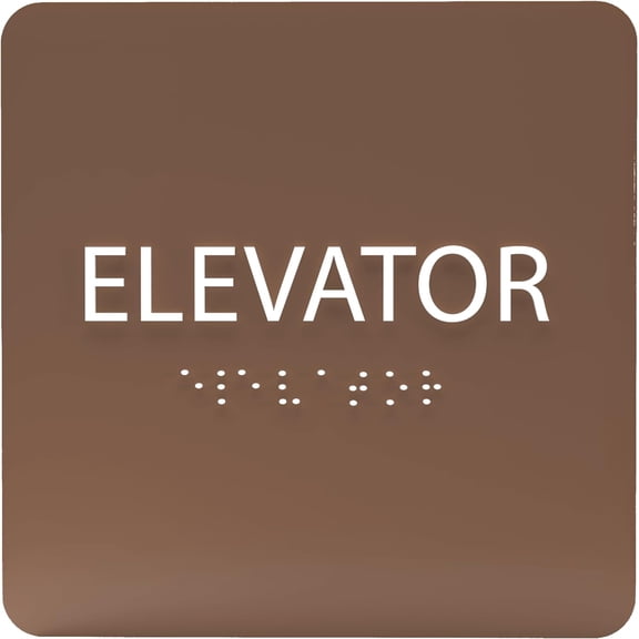 ADA CENTRAL SIGNS - 6" X6" Elevator Sign - ADA Compliant Tactile Graphics Grade 2 Braille Text Acrylic Wall Sign - Directional Assistance, Safety Location Signs for Offices, Schools, Malls, Apartments