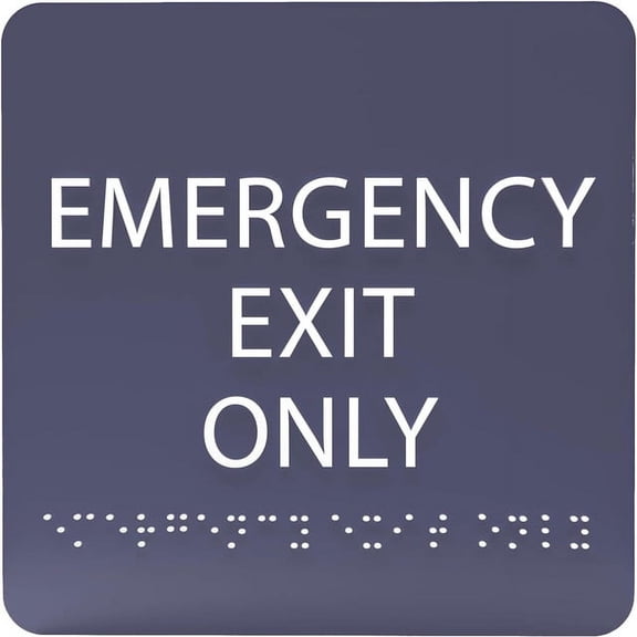 ADA CENTRAL SIGNS - 6" X6" Emergency Exit Only Sign - ADA Compliant Tactile Graphics Grade 2 Braille Text Acrylic Wall Sign - Safety Restriction Evacuation Signs for Office, Schools, Hotel, Apartments
