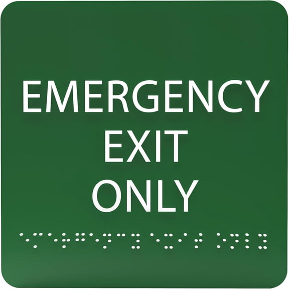 ADA CENTRAL SIGNS - 6" X6" Emergency Exit Only Sign - ADA Compliant Tactile Graphics Grade 2 Braille Text Acrylic Wall Sign - Safety Restriction Evacuation Sign for Office, Schools, Hotel, Apartments
