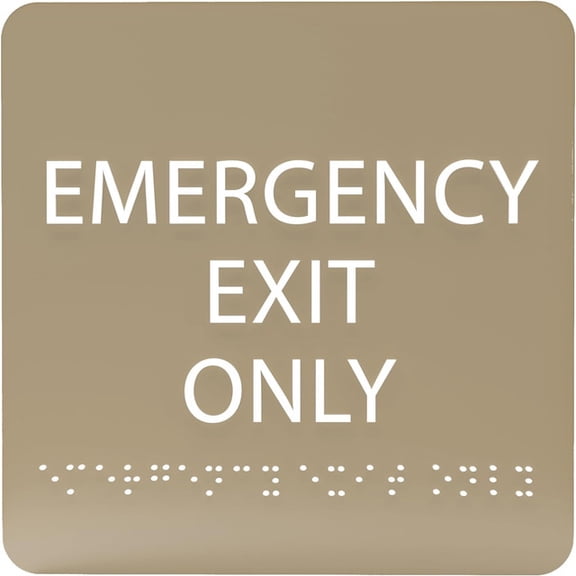 ADA CENTRAL SIGNS - 6" X6" Emergency Exit Only Sign - ADA Compliant Tactile Graphics Grade 2 Braille Text Acrylic Wall Sign - Safety Restriction Evacuation Sign for Office, Schools, Hotel, Apartments