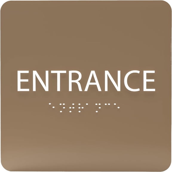 ADA CENTRAL SIGNS - 6" X6" Entrance Sign - ADA Compliant Tactile Graphics Grade 2 Braille Text Acrylic Wall Sign - Entry, Way in, Access Signs for Office, Hotel, Schools, Apartment, and Restaurants