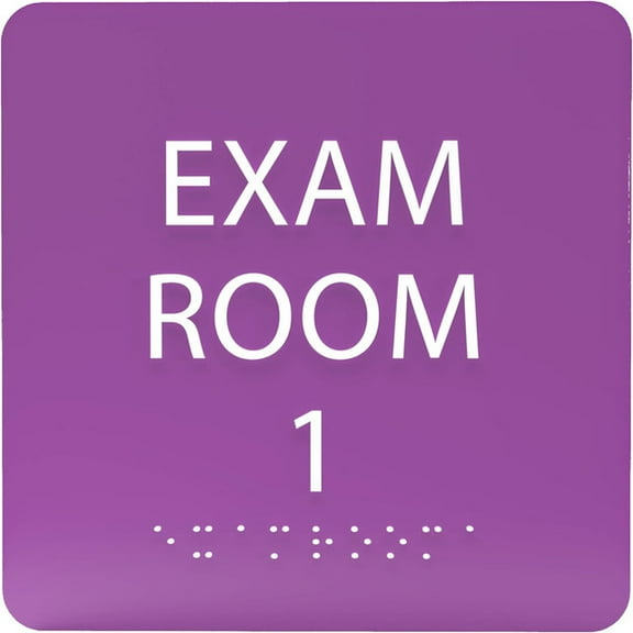 ADA CENTRAL SIGNS - 6" X6" Exam Room 1 Sign - ADA Compliant Tactile Graphics Grade 2 Braille Text Acrylic Wall Signs - Educational Institution Directional Assistance Test Center Door Sign for Schools