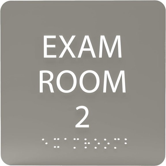 ADA CENTRAL SIGNS - 6" X6" Exam Room 2 Sign - ADA Compliant Tactile Graphics Grade 2 Braille Text Acrylic Wall Signs - Educational Institution Directional Assistance Test Center Door Sign for Schools