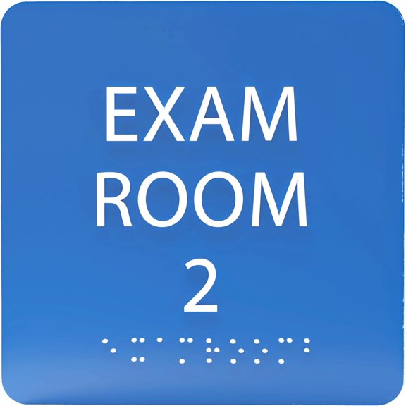 ADA CENTRAL SIGNS - 6" X6" Exam Room 2 Sign - ADA Compliant Tactile Graphics Grade 2 Braille Text Acrylic Wall Signs - Educational Institution Directional Assistance Test Center Door Sign for Schools
