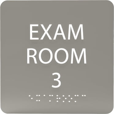 6\" X6\" Exam Room Sign - ADA Compliant Tactile Graphics Grade 2 Braille Text Acrylic Wall Signs Educational Institution Directional Assistance Test Center