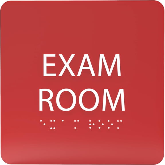 ADA CENTRAL SIGNS - 6" X6" Exam Room 6 Sign - ADA Compliant Tactile Graphics Grade 2 Braille Text Acrylic Wall Signs - Educational Institution Directional Assistance Test Center Door Sign for Schools