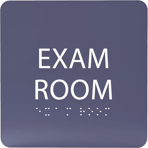 ADA CENTRAL SIGNS - 6" X6" Exam Room 6 Sign - ADA Compliant Tactile Graphics Grade 2 Braille Text Acrylic Wall Signs - Educational Institution Directional Assistance Test Center Door Sign for Schools