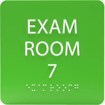 ADA CENTRAL SIGNS - 6" X6" Exam Room 7 Sign - ADA Compliant Tactile Graphics Grade 2 Braille Text Acrylic Wall Signs - Educational Institution Directional Assistance Test Center Door Sign for Schools