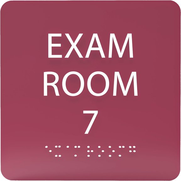 ADA CENTRAL SIGNS - 6" X6" Exam Room 7 Sign - ADA Compliant Tactile Graphics Grade 2 Braille Text Acrylic Wall Signs - Educational Institution Directional Assistance Test Center Door Sign for Schools