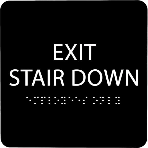 ADA CENTRAL SIGNS - 6" X6" Exit Stair Down Sign - ADA Compliant Tactile Graphics Grade 2 Braille Text Acrylic Wall Sign - Fire Safety Emergency, Stairwell Signs for Office, Hotel, School, Apartment