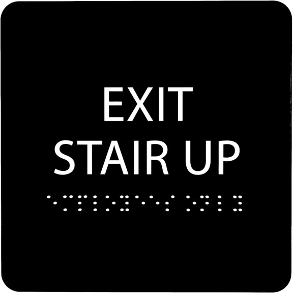 ADA CENTRAL SIGNS - 6" X6" Exit Stair Up Sign - ADA Compliant Tactile Graphics Grade 2 Braille Text Acrylic Wall Sign - Fire Safety Emergency Exit, Stairwell Signs for Office, Hotel, School, Apartment