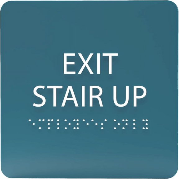 ADA CENTRAL SIGNS - 6" X6" Exit Stair Up Sign - ADA Compliant Tactile Graphics Grade 2 Braille Text Acrylic Wall Sign - Fire Safety Emergency Exit, Stairwell Signs for Office, Hotel, School, Apartment