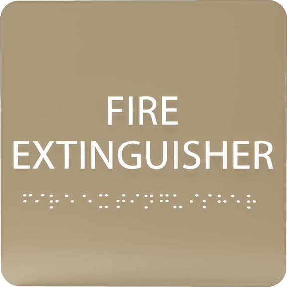 ADA CENTRAL SIGNS - 6" X6" Fire Extinguisher Sign - ADA Compliant Tactile Graphics Grade 2 Braille Text Acrylic Wall Signs - Emergency Safety Signs for Malls, Office Building, Schools, & Restaurants