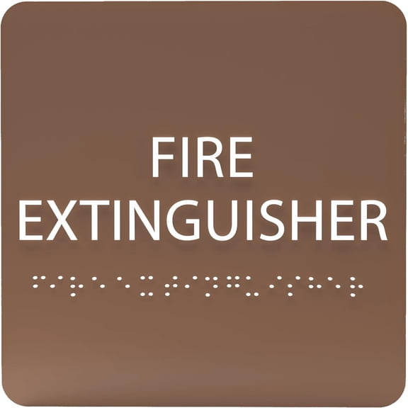 ADA CENTRAL SIGNS - 6" X6" Fire Extinguisher Sign - ADA Compliant Tactile Graphics Grade 2 Braille Text Acrylic Wall Signs - Emergency Safety Signs for Malls, Office Building, Schools, & Restaurants