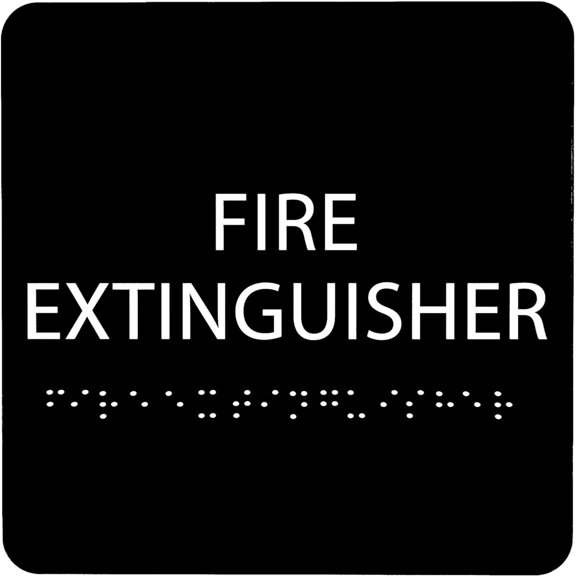 ADA CENTRAL SIGNS - 6" X6" Fire Extinguisher Sign - ADA Compliant Tactile Graphics Grade 2 Braille Text Acrylic Wall Signs - Emergency Safety Signs for Malls, Office Building, Schools, & Restaurants