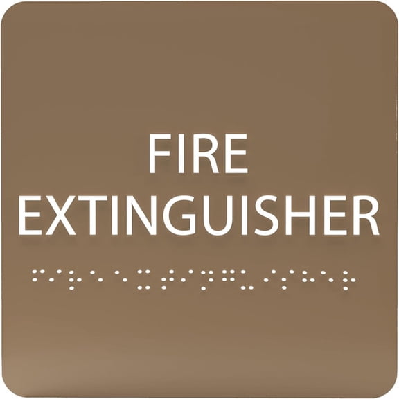 ADA CENTRAL SIGNS - 6" X6" Fire Extinguisher Sign - ADA Compliant Tactile Graphics Grade 2 Braille Text Acrylic Wall Signs - Emergency Safety Signs for Malls, Office Building, Schools, & Restaurants