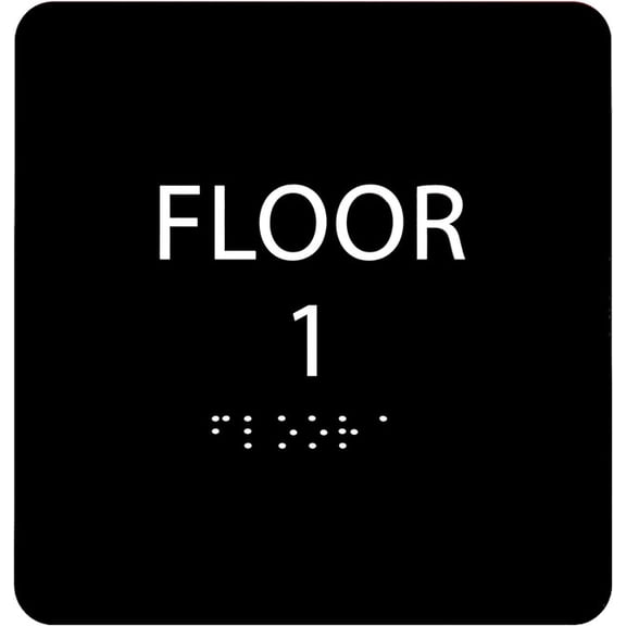 ADA CENTRAL SIGNS - 6" X6" Floor 1 Sign - ADA Compliant Tactile Graphics Grade 2 Braille Text Acrylic Wall Signs - Directional Assistance, Floor Number Safety for Office, school Hospital, Apartment