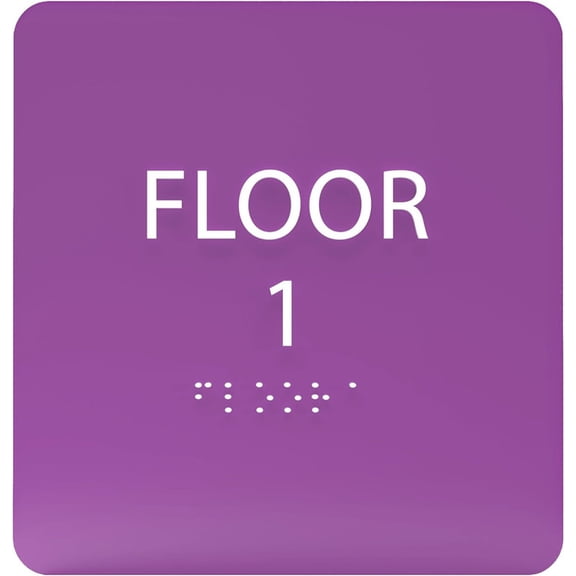 ADA CENTRAL SIGNS - 6" X6" Floor 1 Sign - ADA Compliant Tactile Graphics Grade 2 Braille Text Acrylic Wall Signs - Directional Assistance, Floor Number Safety for Office, school Hospital, Apartment