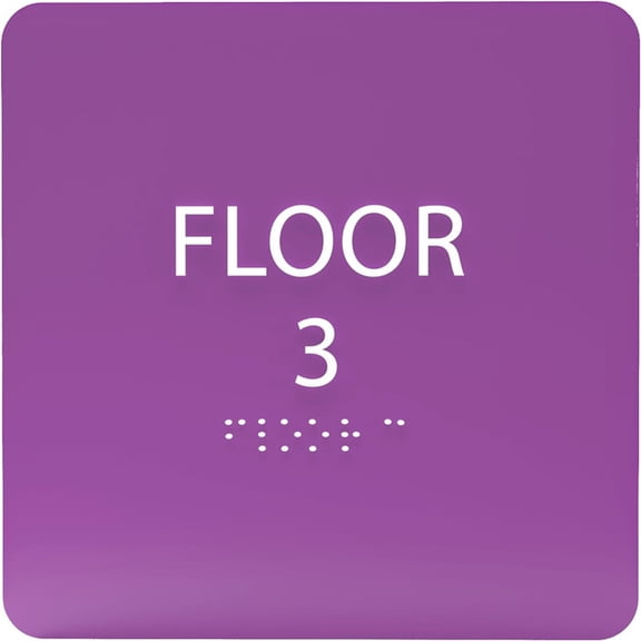 ADA CENTRAL SIGNS - 6" X6" Floor 3 Sign - ADA Compliant Tactile Graphics Grade 2 Braille Text Acrylic Wall Signs - Directional Assistance, Floor Number Safety for Office, school Hospital, Apartment