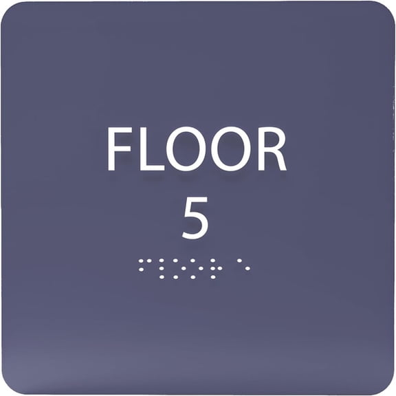 ADA CENTRAL SIGNS - 6" X6" Floor 5 Sign - ADA Compliant Tactile Graphics Grade 2 Braille Text Acrylic Wall Signs - Directional Assistance, Floor Number Safety for Office, school Hospital, Apartment