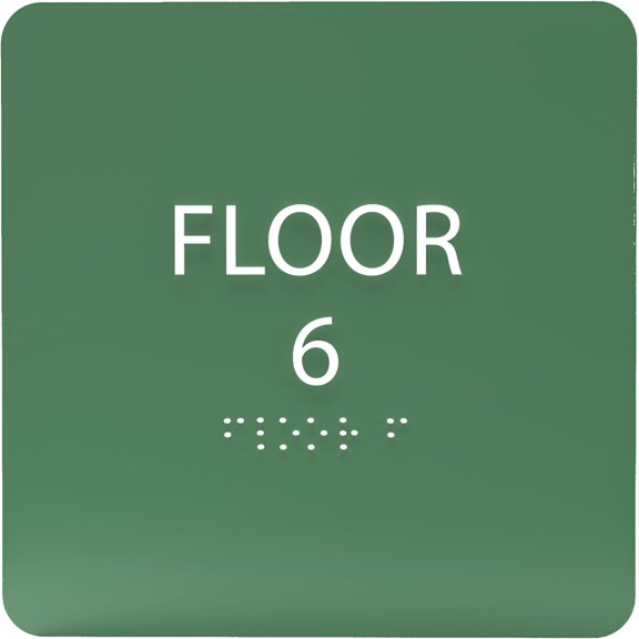 ADA CENTRAL SIGNS - 6" X6" Floor 6 Sign - ADA Compliant Tactile Graphics Grade 2 Braille Text Acrylic Wall Signs - Directional Assistance, Floor Number Safety for Office, school Hospital, Apartment