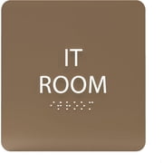 ADA CENTRAL SIGNS - 6" X6" IT Room Sign - ADA Compliant Tactile Graphics Grade 2 Braille Text Acrylic Wall Signs - Server, Router, Switches, and Information technology Equipment Room Door Sign