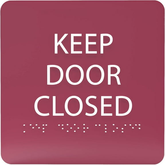 ADA CENTRAL SIGNS - 6" X6" Keep Door Closed Sign - ADA Compliant Tactile Graphics Grade 2 Braille Text Acrylic Wall Sign - Safety and Accessibility Doorway Sign for Office, Hotel, School, & Workspace