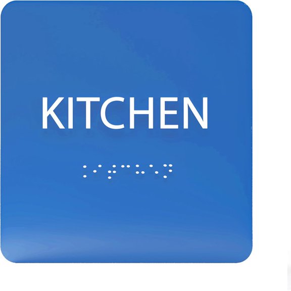 ADA CENTRAL SIGNS - 6" X6" Kitchen Sign - ADA Compliant Tactile Graphics Grade 2 Braille Text Acrylic Wall Signs - Cookhouse, Mess, Break Room Door Signs for Home Dining Room, Restaurant, Coffee Shop