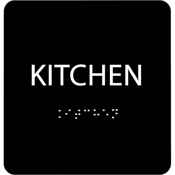 ADA CENTRAL SIGNS - 6" X6" Kitchen Sign - ADA Compliant Tactile Graphics Grade 2 Braille Text Acrylic Wall Signs - Cookhouse, Mess, Break Room Door Signs for Home Dining Room, Restaurant, Coffee Shop