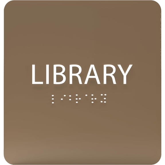 ADA CENTRAL SIGNS - 6" X6" Library Sign - ADA Compliant Tactile Graphics Grade 2 Braille Text Acrylic Wall Sign - Quiet zone, Information Convey, Group Study Room Door Signs for Office, School, Home