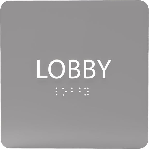 ADA CENTRAL SIGNS - 6" X6" Lobby Sign - ADA Compliant Tactile Graphics Grade 2 Braille Text Acrylic Wall Signs - Display Slogans, Mottos, Company Logos - Modern Utility Reception Area Indoor Signage