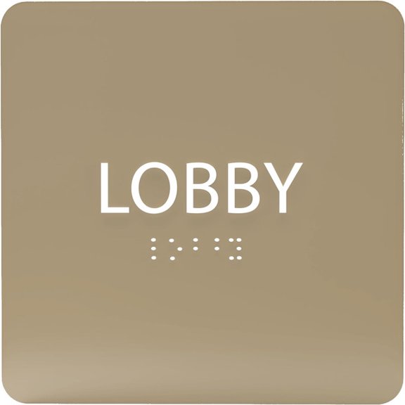 ADA CENTRAL SIGNS - 6" X6" Lobby Sign - ADA Compliant Tactile Graphics Grade 2 Braille Text Acrylic Wall Signs - Display Slogans, Mottos, Company Logos - Modern Utility Reception Area Indoor Signage