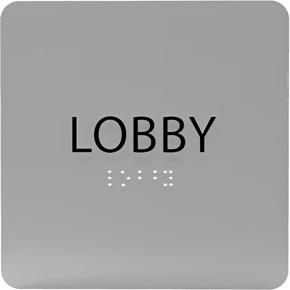 ADA CENTRAL SIGNS - 6" X6" Lobby Sign - ADA Compliant Tactile Graphics Grade 2 Braille Text Acrylic Wall Signs - Display Slogans, Mottos, Company Logos - Modern Utility Reception Area Indoor Signage