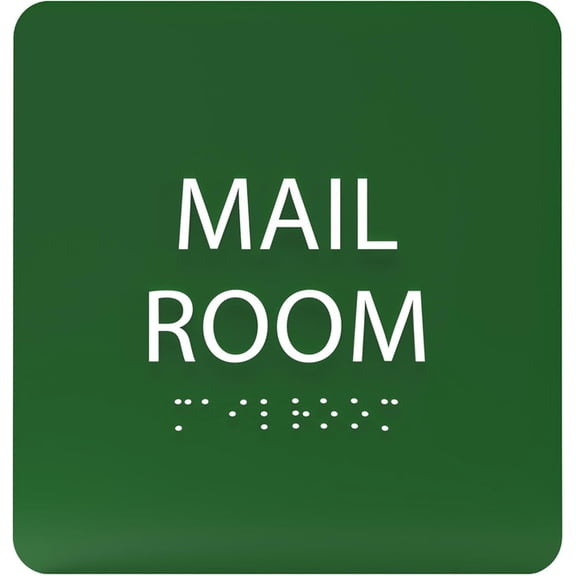 ADA CENTRAL SIGNS - 6" X6" Mail Room Sign - ADA Compliant Tactile Graphics Grade 2 Braille Text Acrylic Wall Signs - Mail Packages, Sorting Distribution, Postal Envelopes, Parcels Services Door Sign
