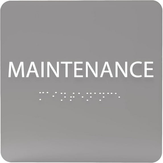 ADA CENTRAL SIGNS - 6" X6" Maintenance Room Sign - ADA Compliant Tactile Graphics Grade 2 Braille Text Acrylic Wall Sign - Safety and Accessibility IT Room Signs for Office, Hotel, School, & Warehouse