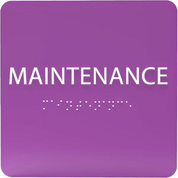 ADA CENTRAL SIGNS - 6" X6" Maintenance Room Sign - ADA Compliant Tactile Graphics Grade 2 Braille Text Acrylic Wall Sign - Safety and Accessibility IT Room Signs for Office, Hotel, School, & Warehouse