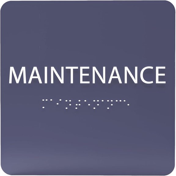 ADA CENTRAL SIGNS - 6" X6" Maintenance Room Sign - ADA Compliant Tactile Graphics Grade 2 Braille Text Acrylic Wall Sign - Safety and Accessibility IT Room Signs for Office, Hotel, School, & Warehouse