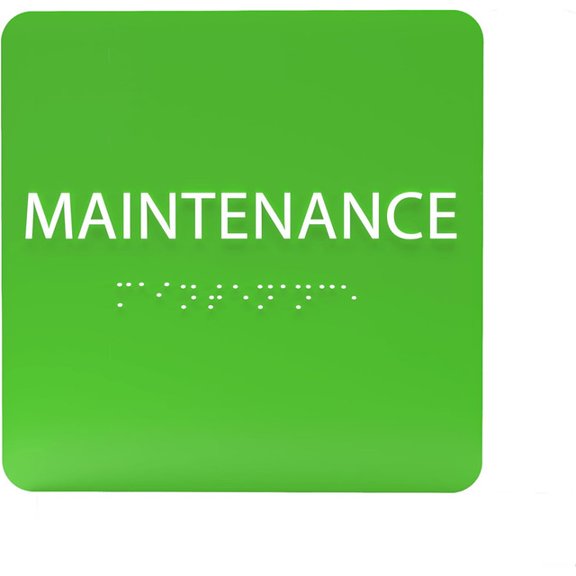 ADA CENTRAL SIGNS - 6" X6" Maintenance Room Sign - ADA Compliant Tactile Graphics Grade 2 Braille Text Acrylic Wall Sign - Safety and Accessibility IT Room Signs for Office, Hotel, School, & Warehouse