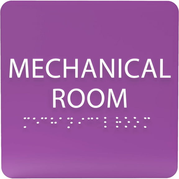 ADA CENTRAL SIGNS - 6" X6" Mechanical Room Sign - ADA Compliant Tactile Graphics Grade 2 Braille Text Acrylic Wall Signs - Authorized Personnel Maintenance Room Employee Safety Door Signs for Office