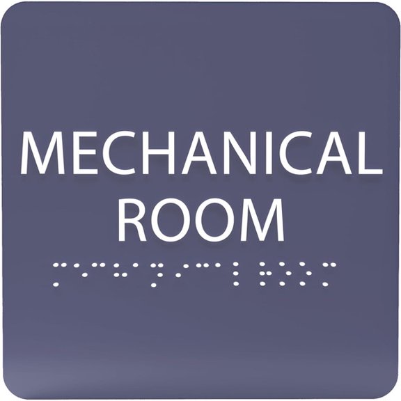 ADA CENTRAL SIGNS - 6" X6" Mechanical Room Sign - ADA Compliant Tactile Graphics Grade 2 Braille Text Acrylic Wall Signs - Authorized Personnel Maintenance Room Employee Safety Door Signs for Office