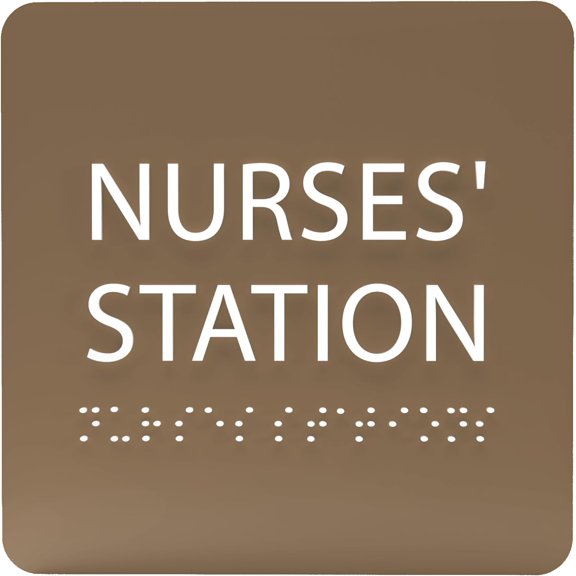 ADA CENTRAL SIGNS - 6" X6" Nurses Station Sign - ADA Compliant Tactile Graphics Grade 2 Braille Text Acrylic Wall Signs - Care Staff Area Door Sign for Medical Health Offices, and Hospital Buildings