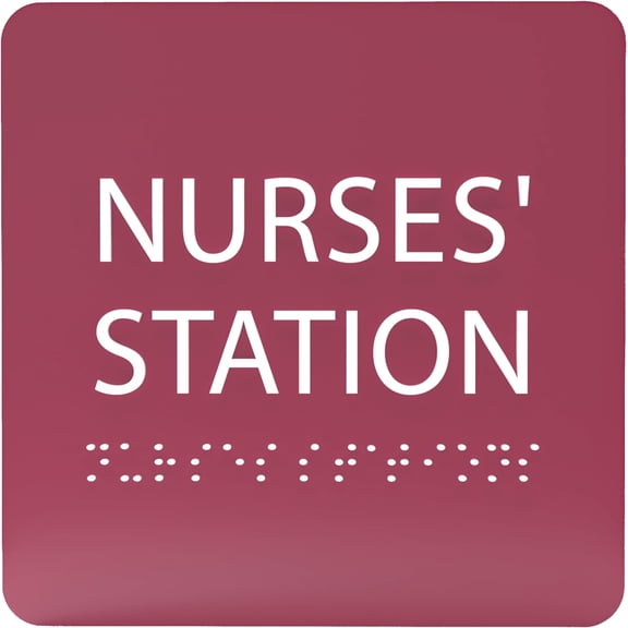 ADA CENTRAL SIGNS - 6" X6" Nurses Station Sign - ADA Compliant Tactile Graphics Grade 2 Braille Text Acrylic Wall Signs - Care Staff Area Door Sign for Medical Health Offices, and Hospital Buildings