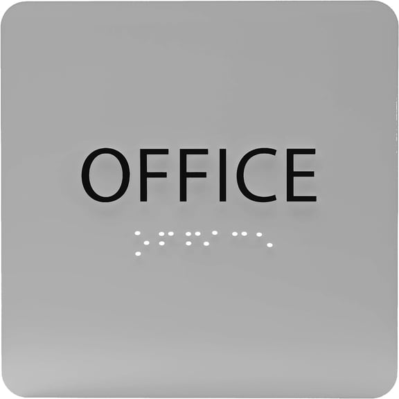 ADA CENTRAL SIGNS - 6" X6" Office Sign - ADA Compliant Tactile Graphics Grade 2 Braille Text Acrylic Wall Sign - Professional Business Organized Door Signs for Offices, Schools, Malls, Workplace