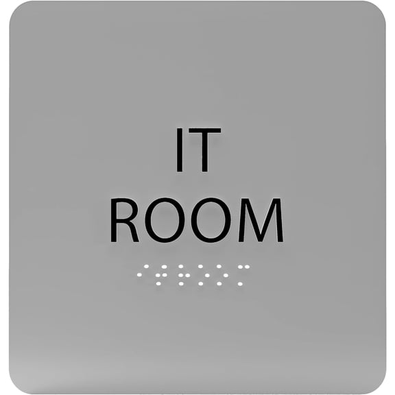 ADA CENTRAL SIGNS - 6" X6" IT Room Sign - ADA Compliant Tactile Graphics Grade 2 Braille Text Acrylic Wall Signs - Server, Router, Switches, and Information technology Equipment Room Door Sign