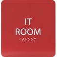 thumbnail image 1 of ADA CENTRAL SIGNS - 6" X6" IT Room Sign - ADA Compliant Tactile Graphics Grade 2 Braille Text Acrylic Wall Signs - Server, Router, Switches, and Information technology Equipment Room Door Sign, 1 of 7