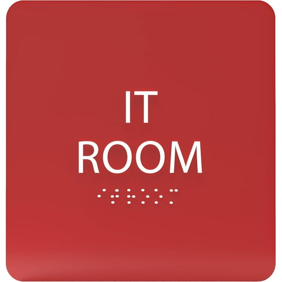 ADA CENTRAL SIGNS - 6" X6" IT Room Sign - ADA Compliant Tactile Graphics Grade 2 Braille Text Acrylic Wall Signs - Server, Router, Switches, and Information technology Equipment Room Door Sign
